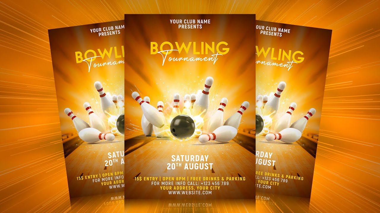 Professional Bowling Tournament Flyer Design | Photoshop Tutorial