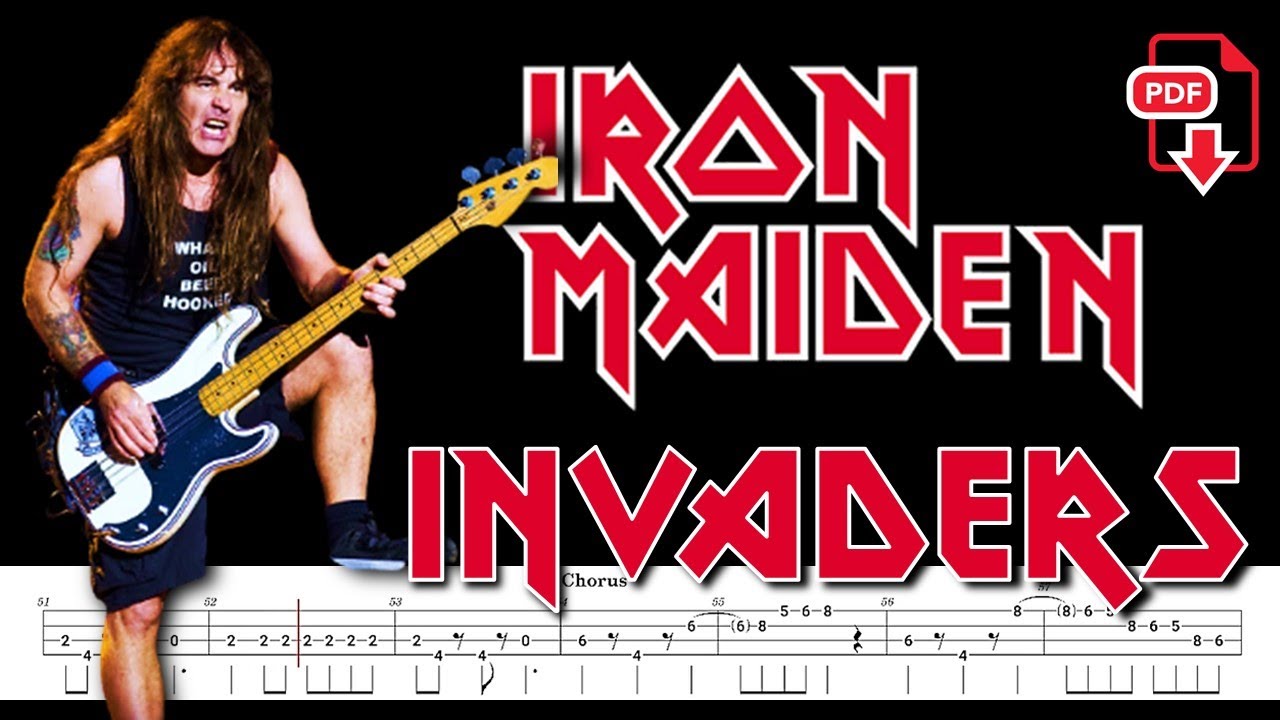 Iron Maiden - Invaders (🔴Bass Tabs - Notation) By @ChamisBass  #chamisbass #ironmaidenbass