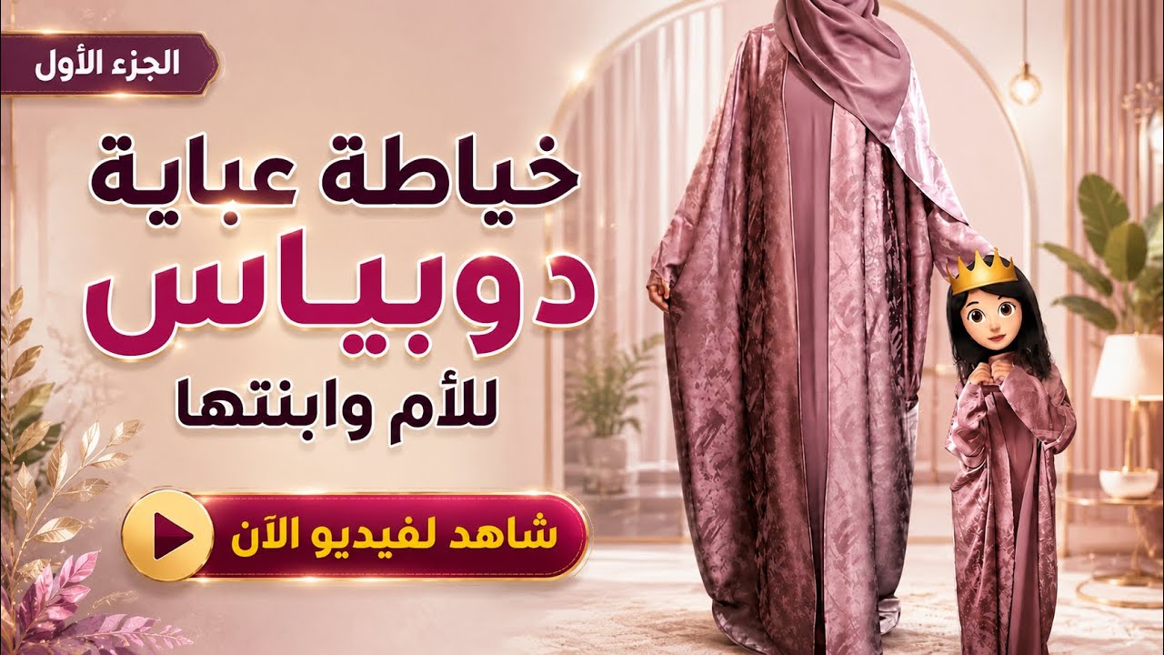 “خياطة عباية دوبياس أنيقة لكِ ولابنتك | طقم راقٍ وسهل خطوة بخطوة!