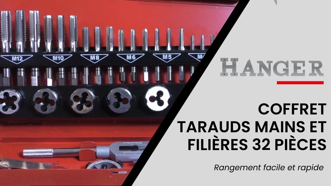 L'ensemble des tarauds et filières les plus utilisés : Coffret tarauds mains et filières 32 pièces