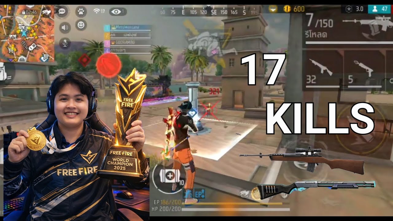 BRU WASSANA 17 KILLS FULL SQUAD FREE FIRE RANKED 