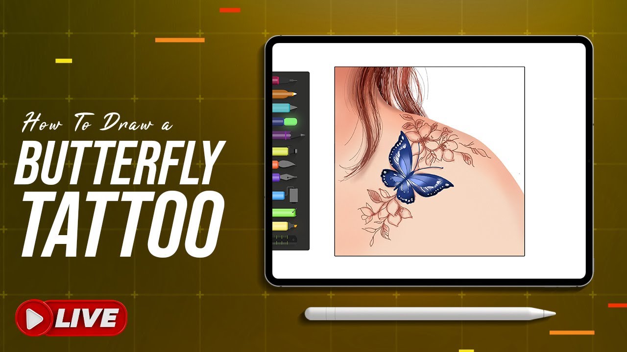 How to Draw a Butterfly Tattoo | Drawing Desk - Step by Step Tutorial – Live series- Part 157