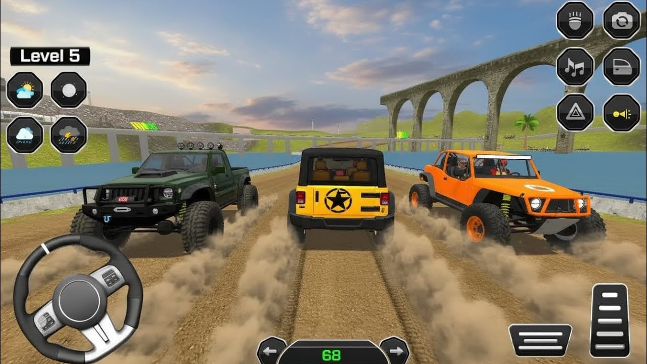 Experience offroad jeep driving with exciting levels and smooth control!