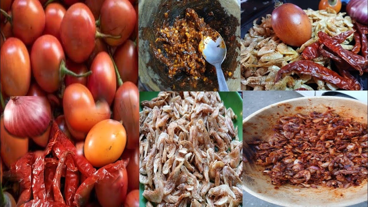 How to make dry prawns chutney with tamarilla mixed with dry chilly and onion