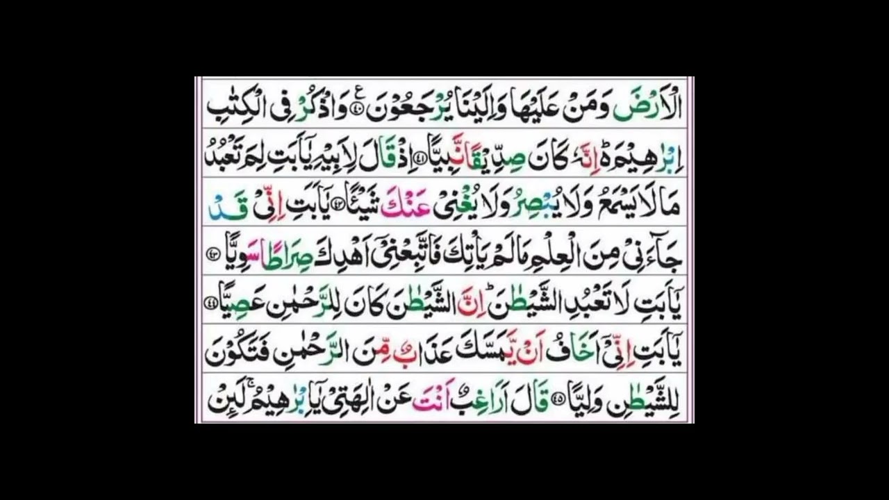 سُورَةُ مریم کا ترجمہ اور مختصر تفسیر: آیات41-50 (پروفیسر محمد انور اعوان, ہوشیار پوری , پاکستان)