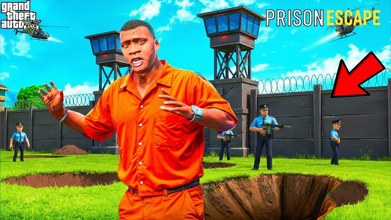 GTA V : Franklin & Shinchan Got Arrested in Biggest Prison – Trying To Escape Prison ! in GTA 5
