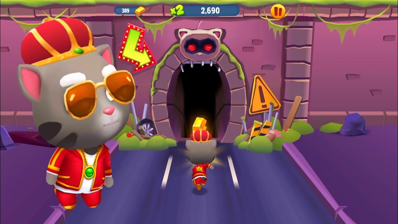 Talking Tom Gold Run King Tom Catching The Raccoon in The Las Vegas Full Screen Android Gameplay