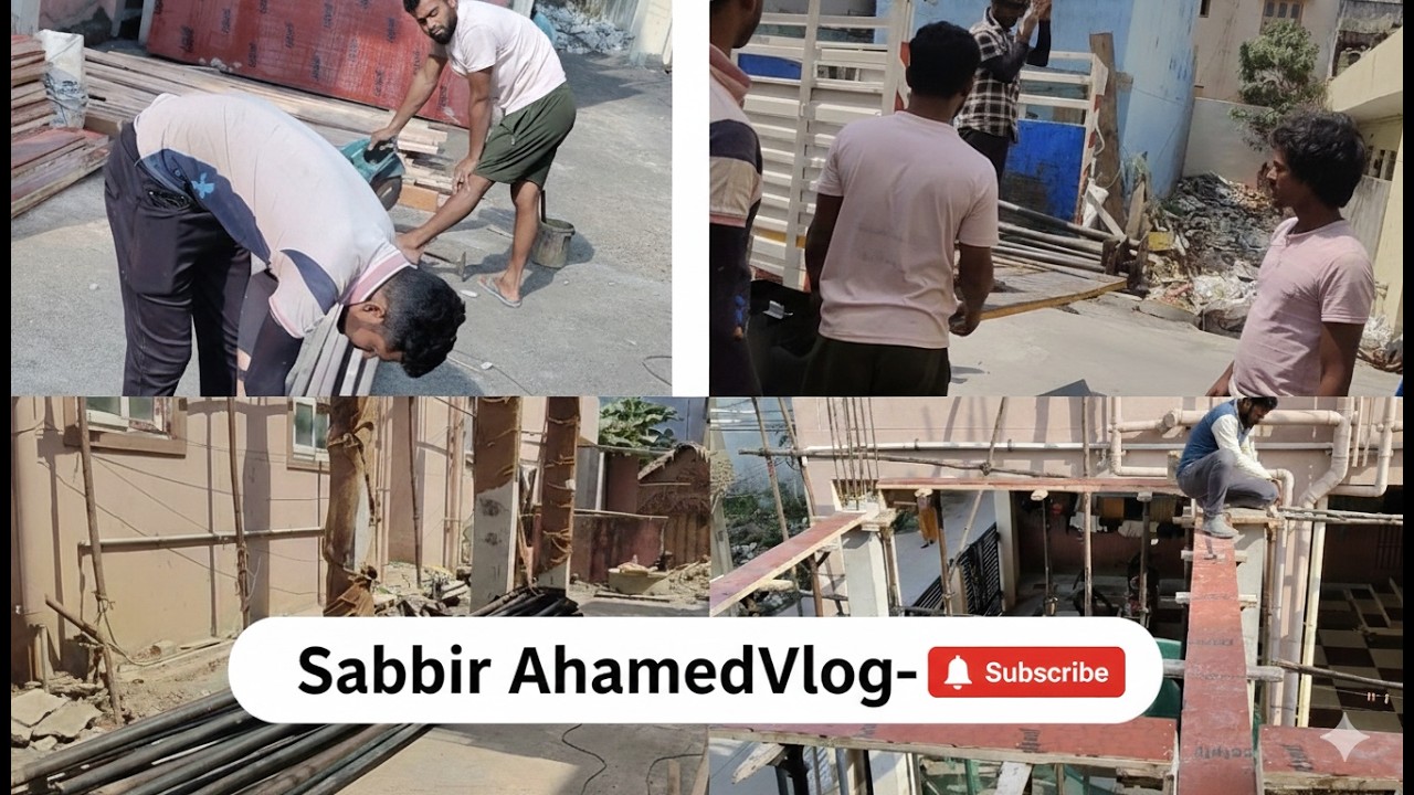 আমাদের সাইটে আজ প্রথম ছাদের শাটারিং ও সিটিং-এর কাজ শুরু হলো! 🛠️ | Sabbir AhamedVlogs-164s