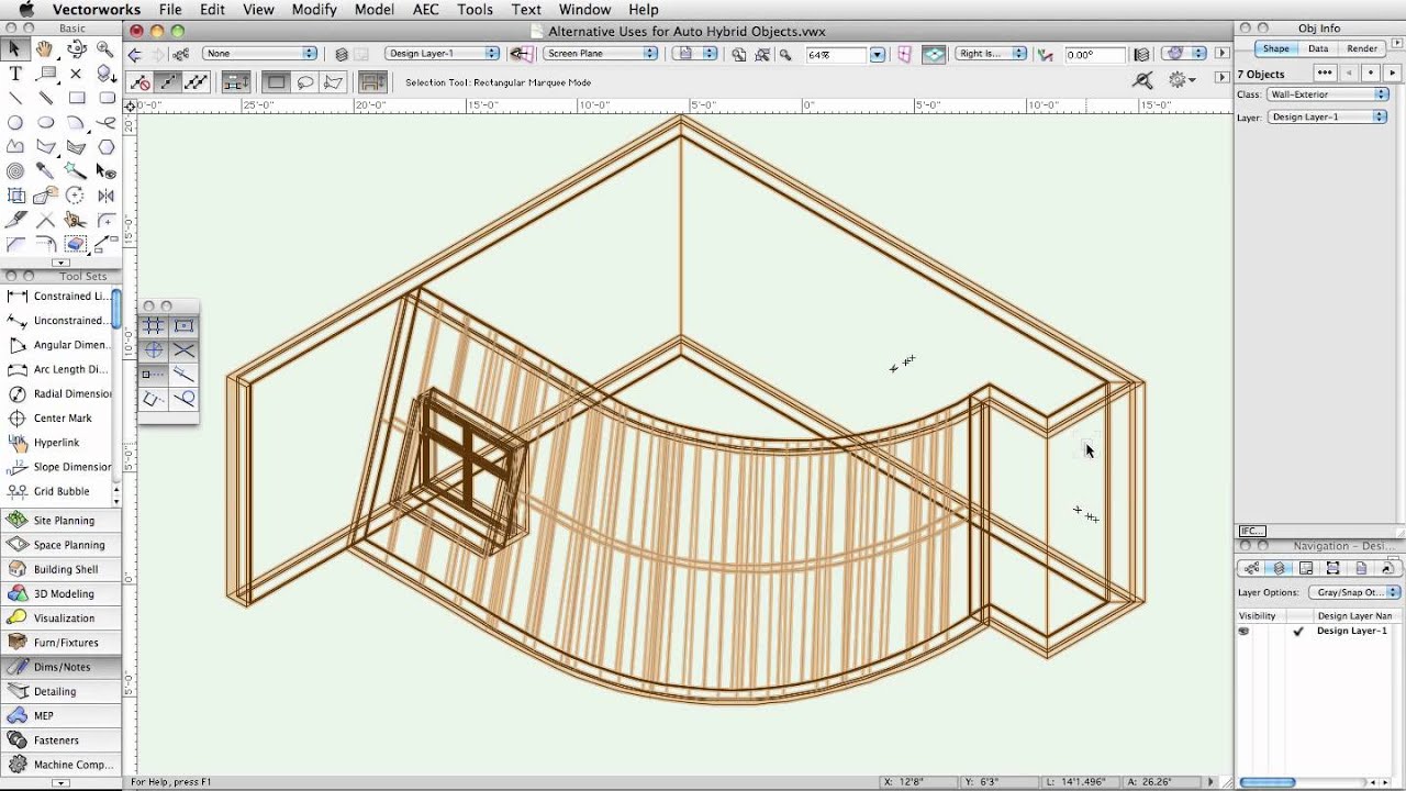 Using Auto Hybrid Objects in Vectorworks