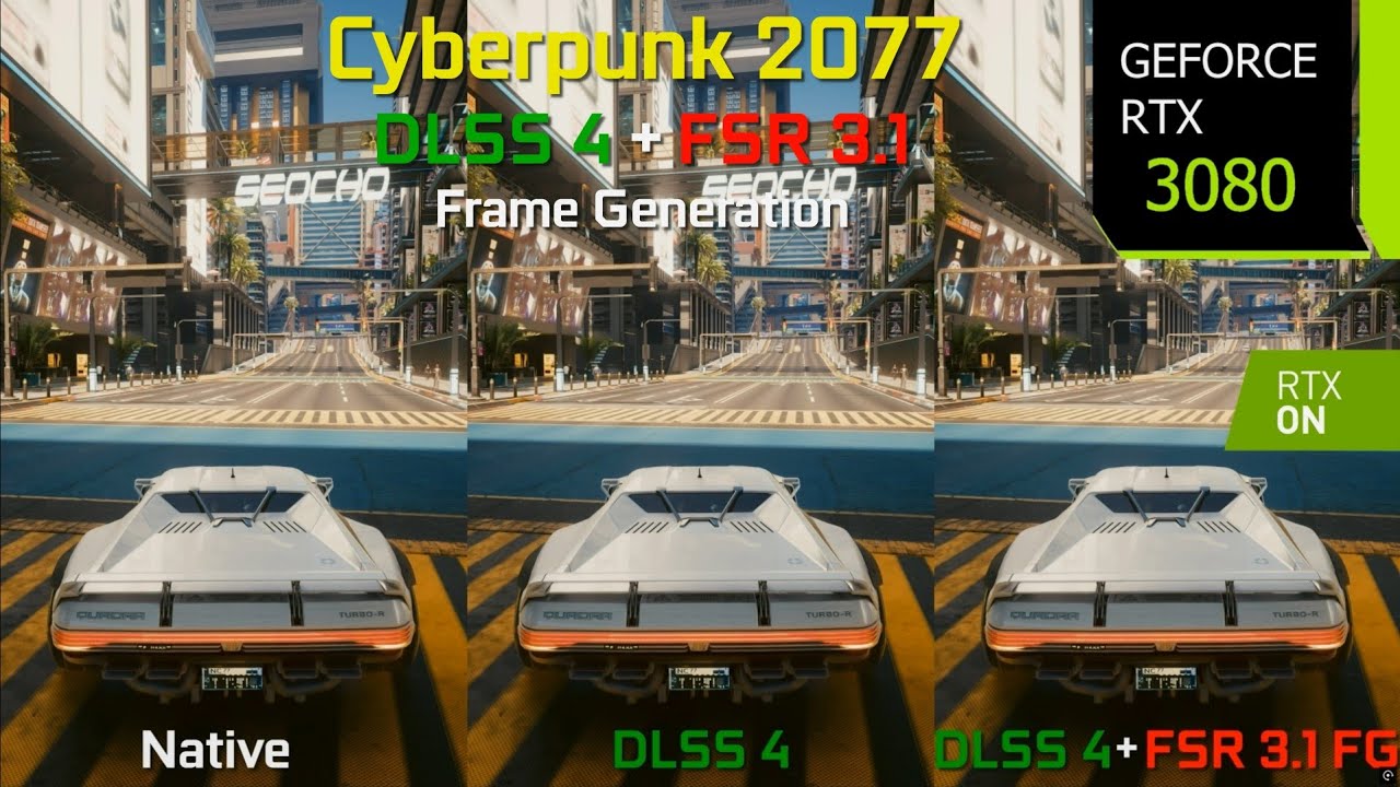 Cyberpunk 2077 Patch 2.3 and FSR 3.1 Update - Graphics/Performance Comparison with DLSS 4 | RTX 3080