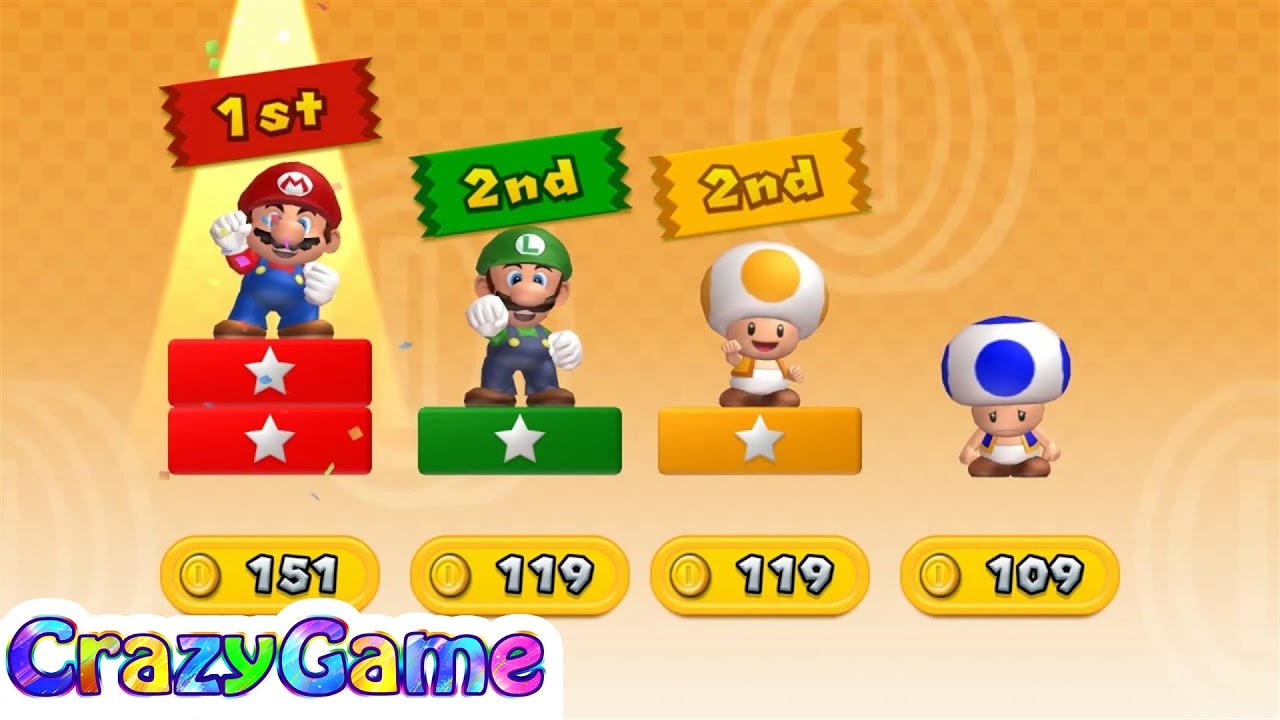 New Super Mario Bros U w/ Wii Coin Battle #1 (4 Player)