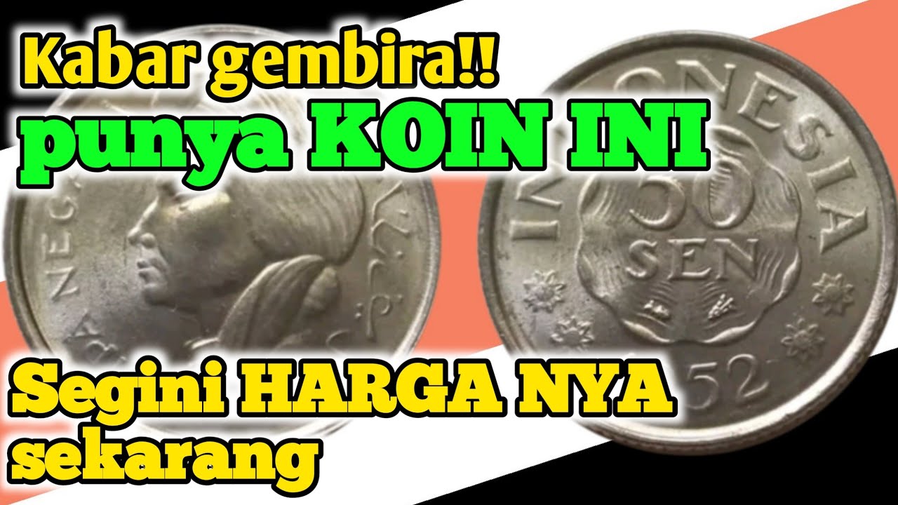 uang koin 50 sen tahun 1952 koin dipanegara