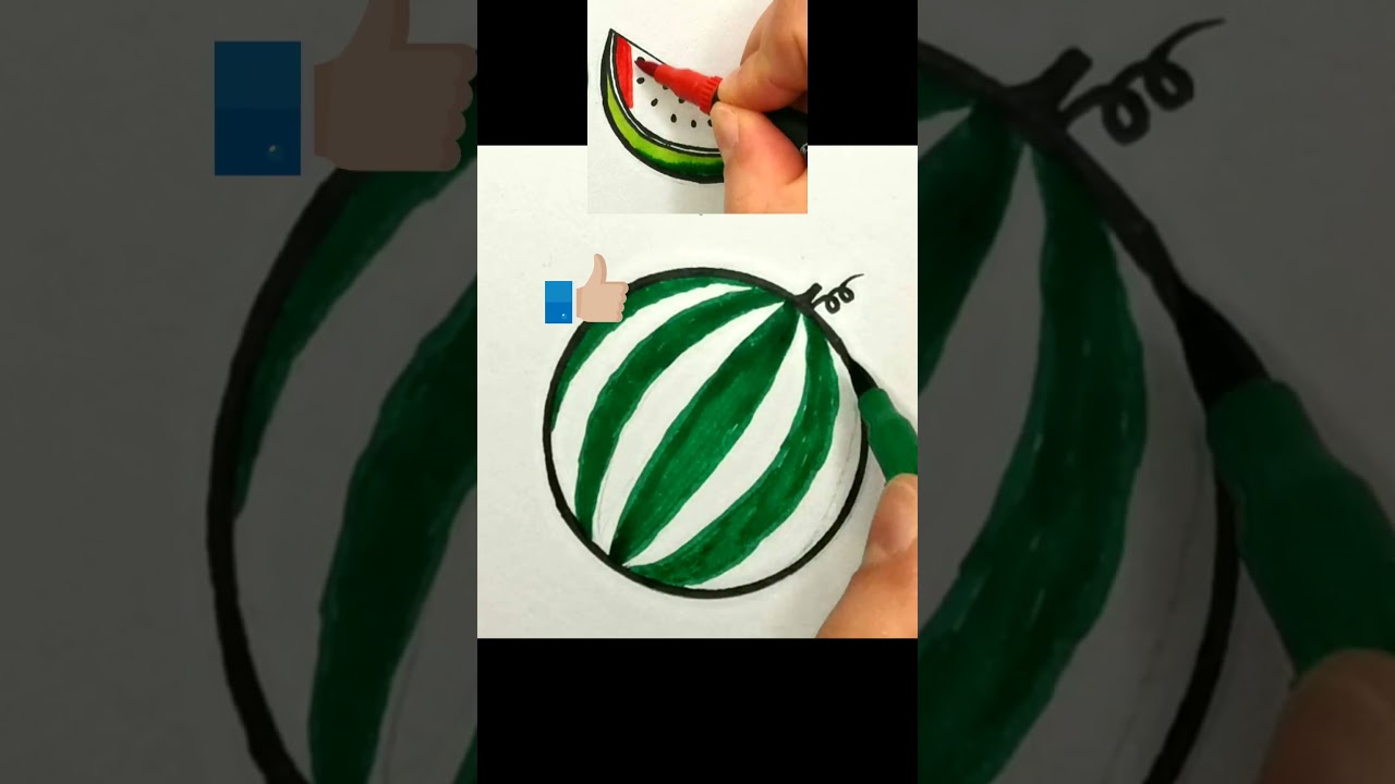 Draw & Colour a Watermelon 🍉| Fruits Drawing| Easy Drawing for Kids, #shorts