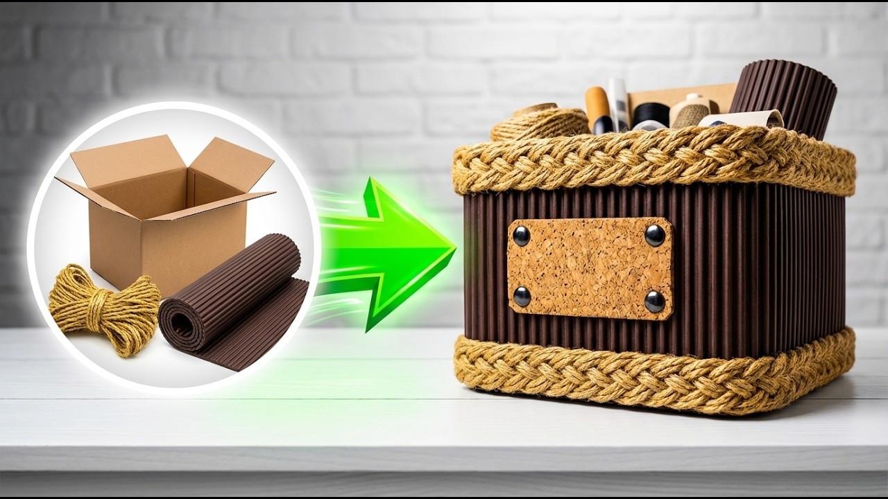 How to make a stylish jute organizer from a cardboard box | Make Yourself
