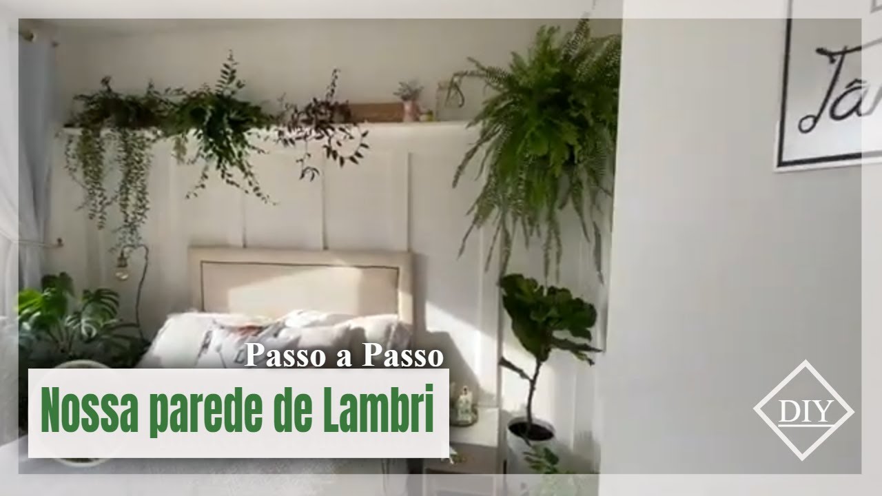 Parede de Lambri DIY - Quarto Urban Jungle - Passo a passo - Reforma do quarto