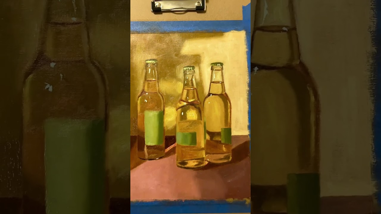 The Illusion of Painting Glass 🍺. #oilpainting #artshorts #painting #art #modernart