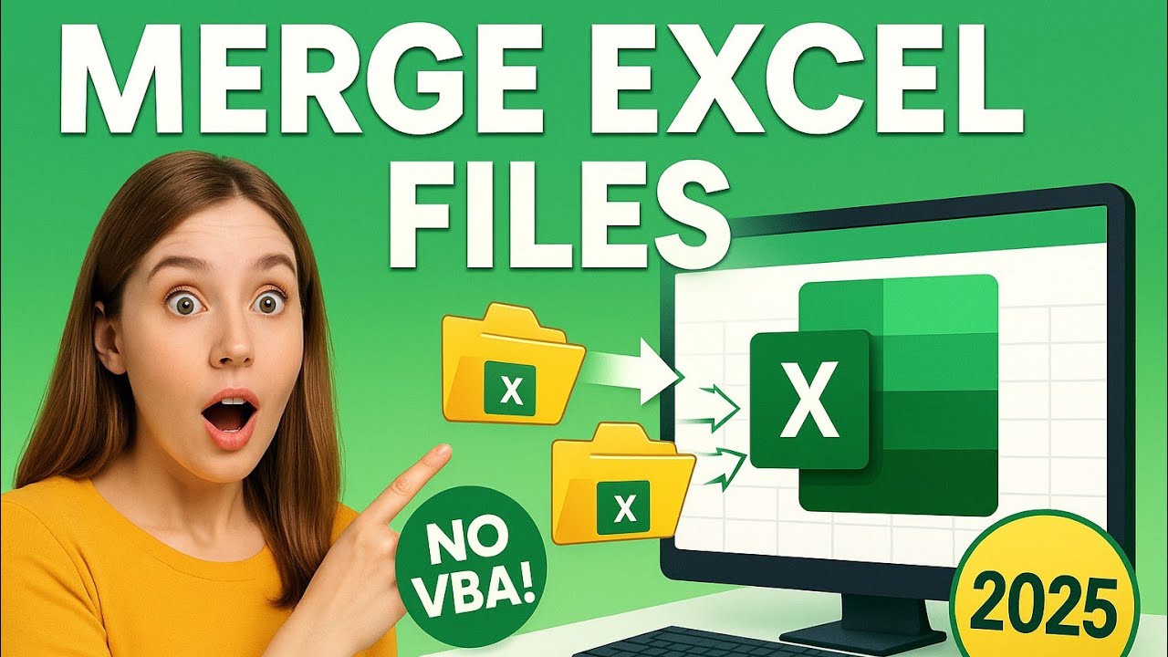 ⚡ Auto-Merge Excel Files from a Folder Automatically (No VBA, No Formula) | Excel 2025 Trick