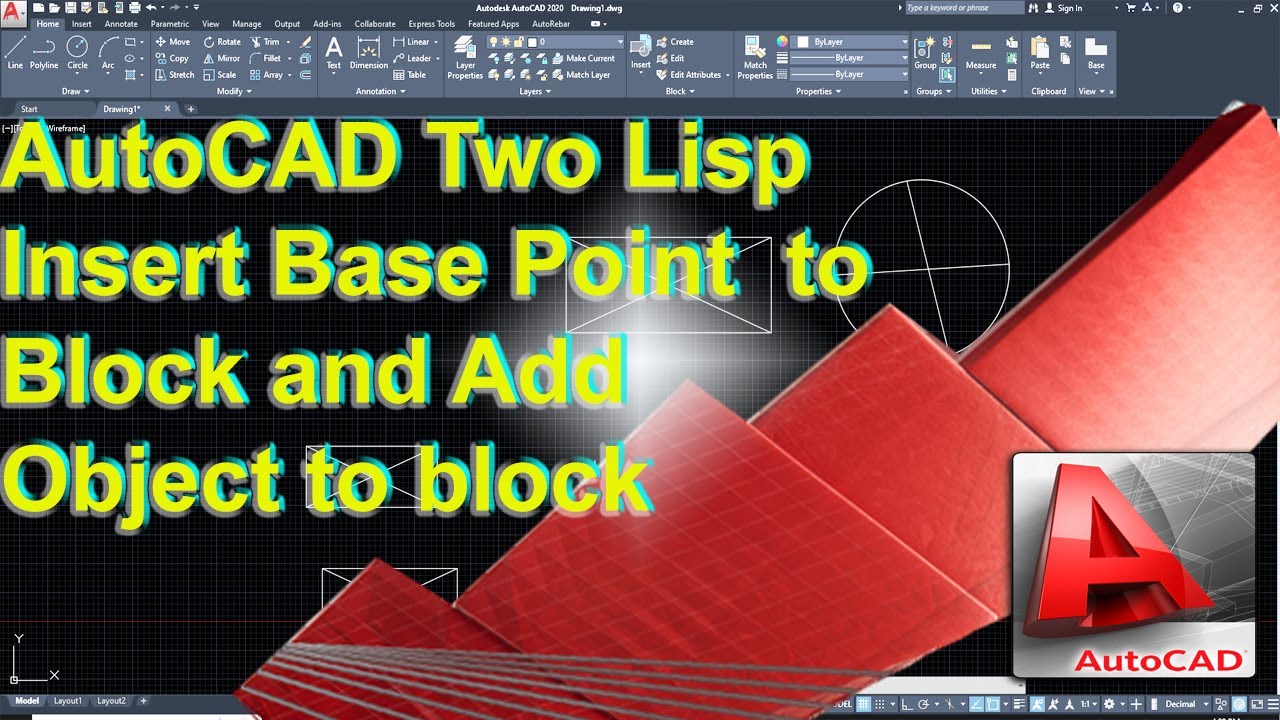AutoCAD two Lisp, Insert Base Point To Block & Add Object To Block