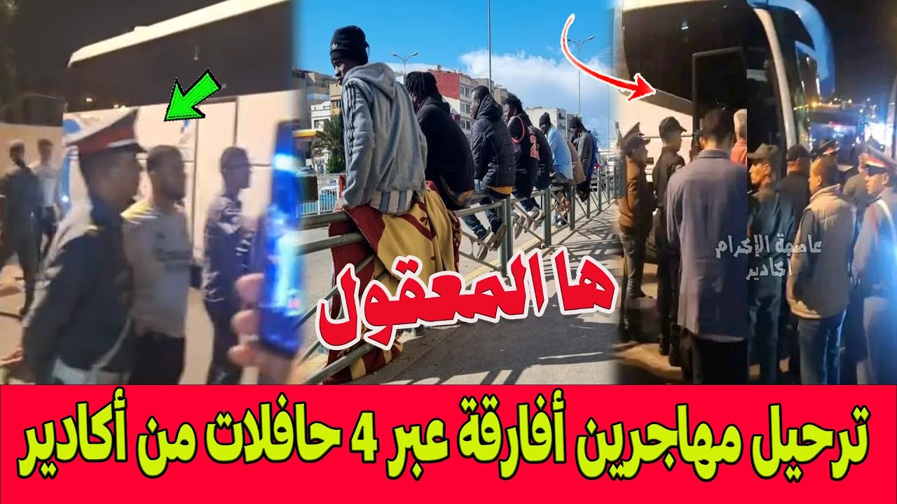 ها المعقول ..ترحيل مهاجرين أفارقة  عبر 4 حافلات من أكادير نحو الحدود الموريتانية