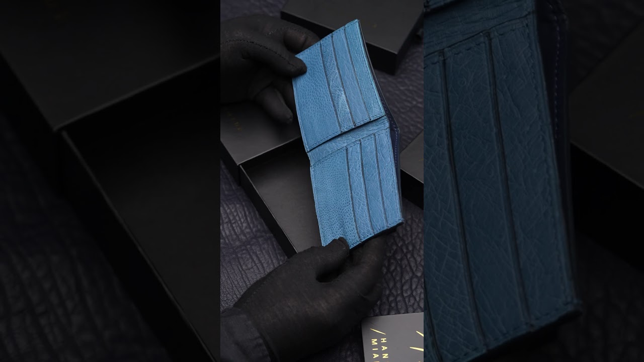 Video Review WALLET OSTRICH LEATHER UTAH SKY HANDMADE WalletFashion ,Card Holders,Keychain