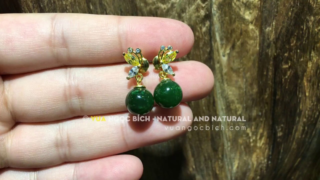B&ocirc;ng Tai Đ&aacute; Ngọc B&iacute;ch Nephrite Jade  (3615) - Vua Ngọc B&iacute;ch