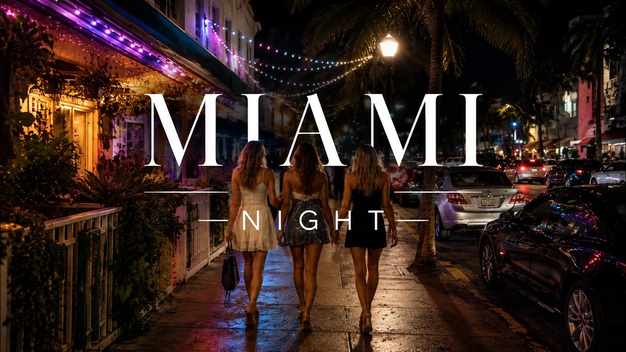 South Beach Miami Night Walk 4K | Real Time Ocean Drive Party District Tour