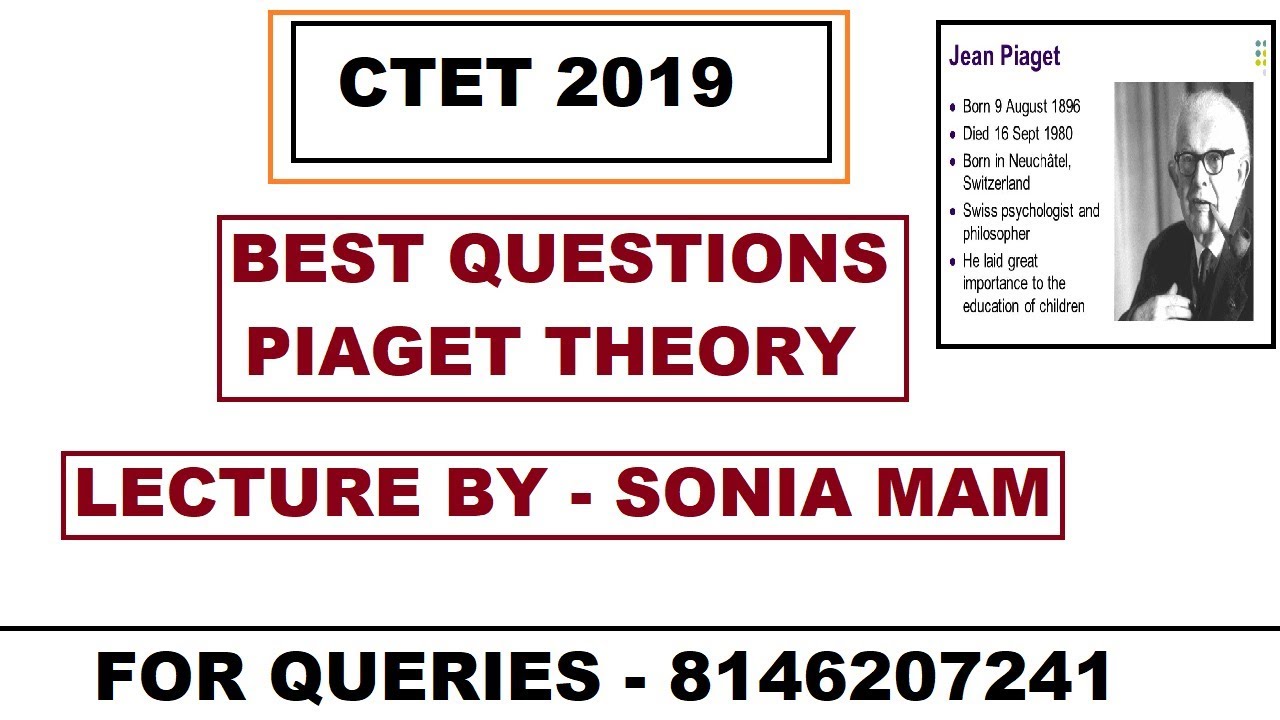 CRACK CTET WITH BEST QUESTIONS ON PIAGET - CTET 2019