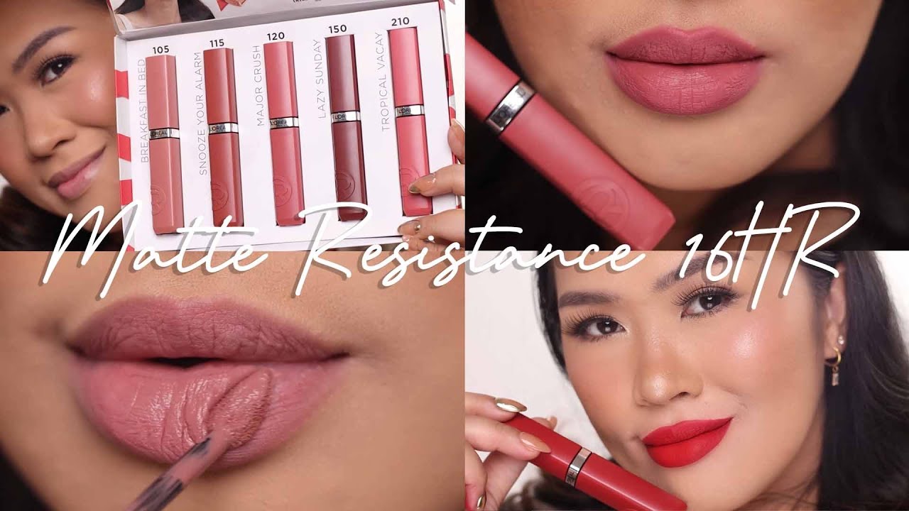 LOreal Paris Infallible Matte Resistance 16H Liquid Lipstick Light to Medium skin tone Lip Swatches