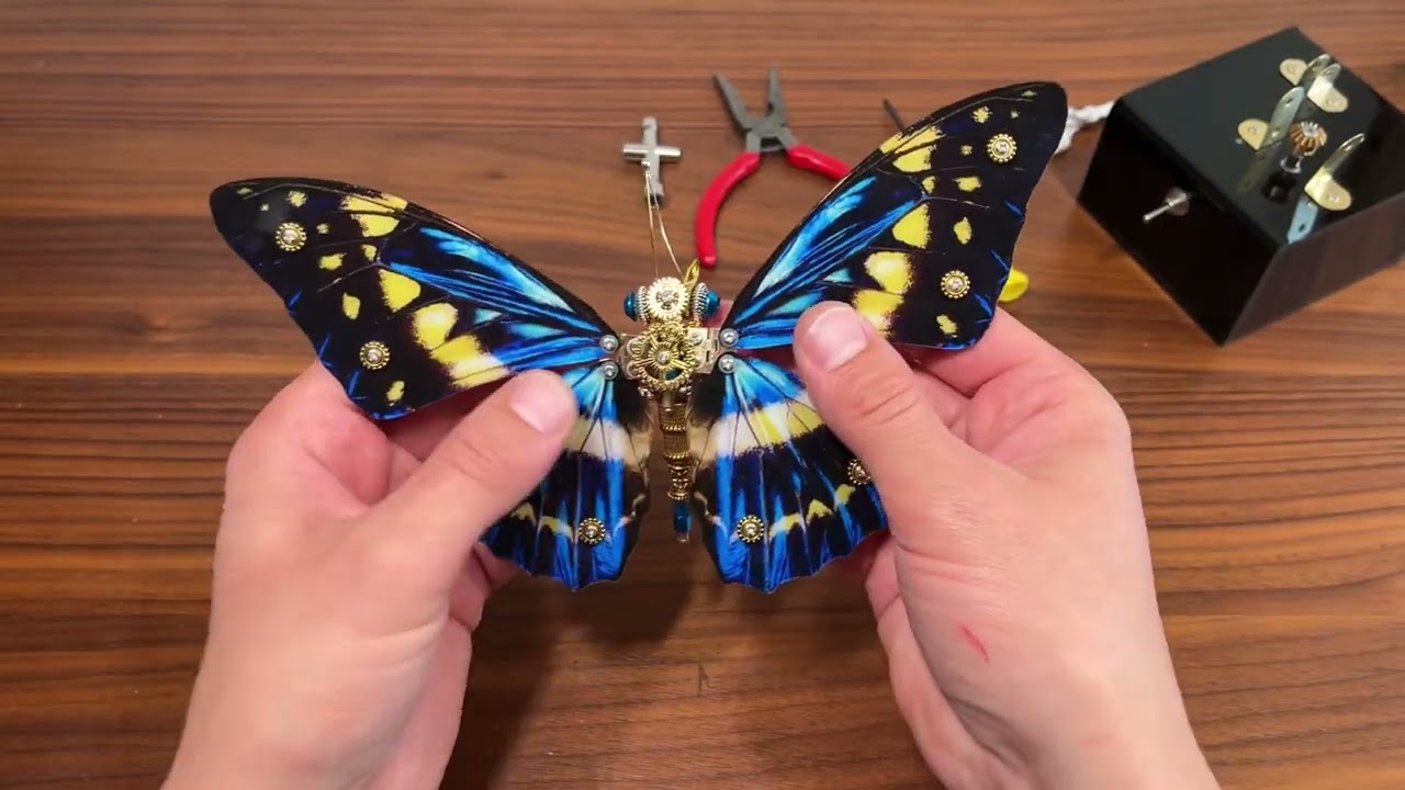 3D Metal Steampunk Butterfly Music Box Assembly – Build Your Own Musical Masterpiece