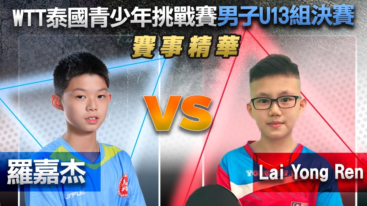 羅嘉杰 vs Lai Yong Ren | U13組男子單打（決賽）| WTT泰國青少年挑戰賽2022