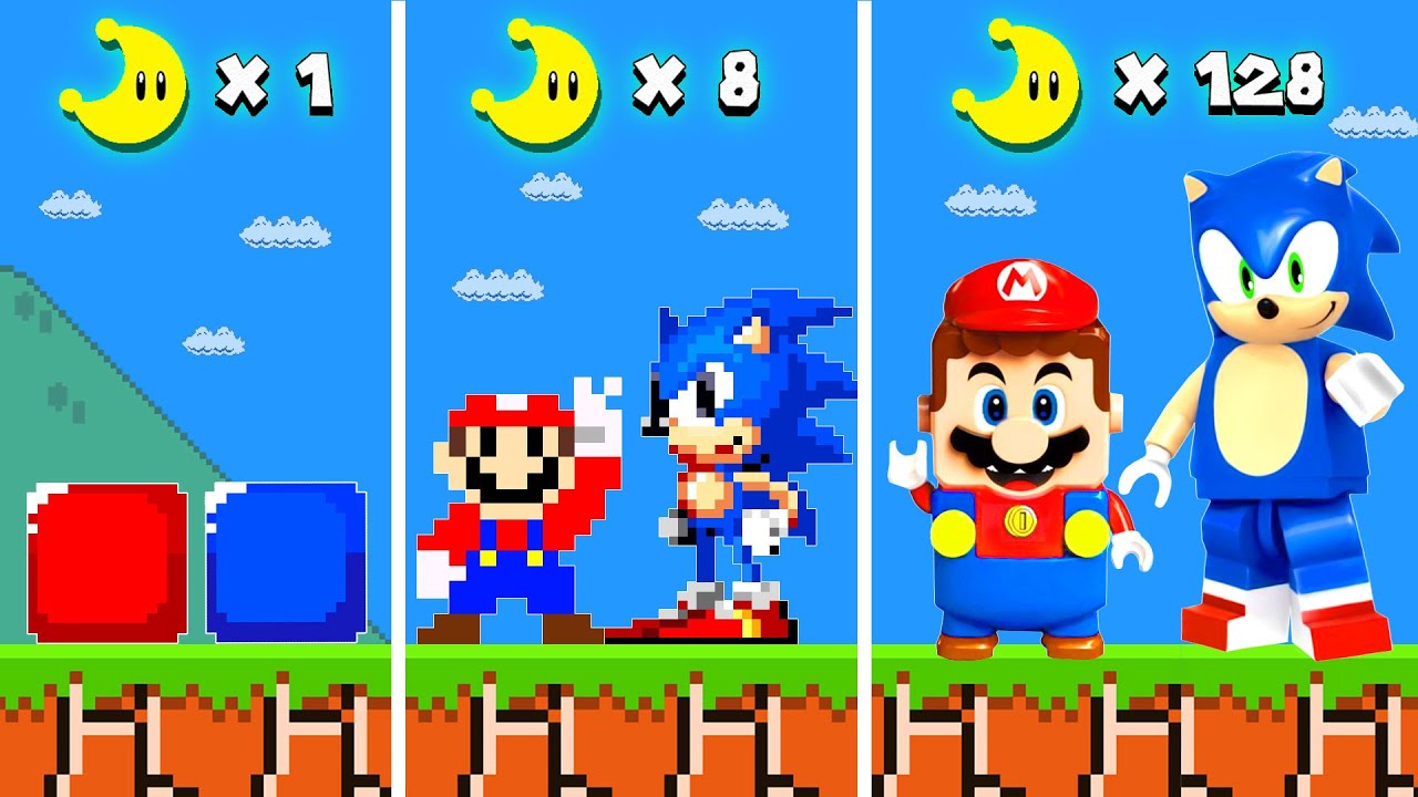 Super Mario Bros. But Every Moon Makes Mario and Sonic Turn To LEGO