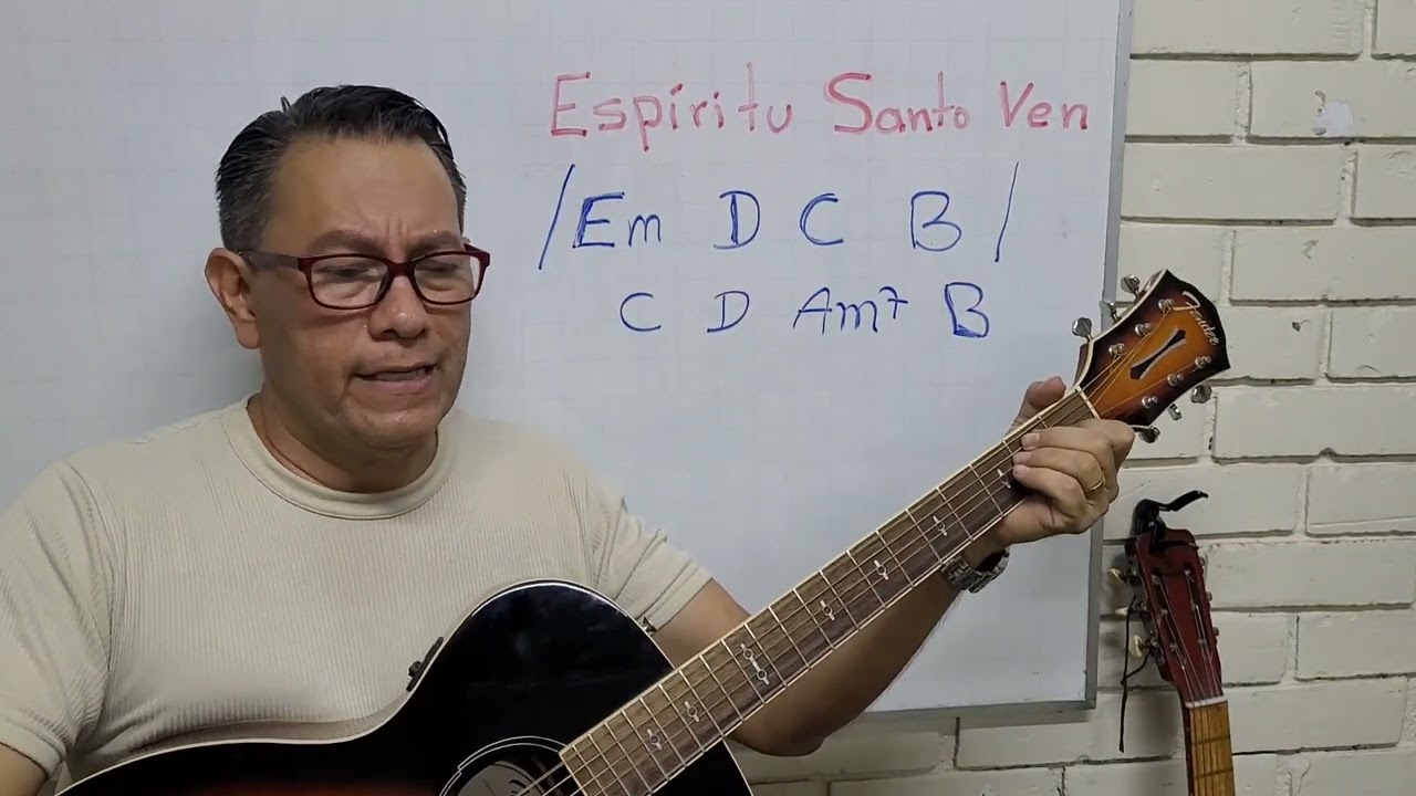 Espíritu Santo Ven. de Barak. Tutorial Guitarra. Acordes en el tablero. Sube a F#m E D C#