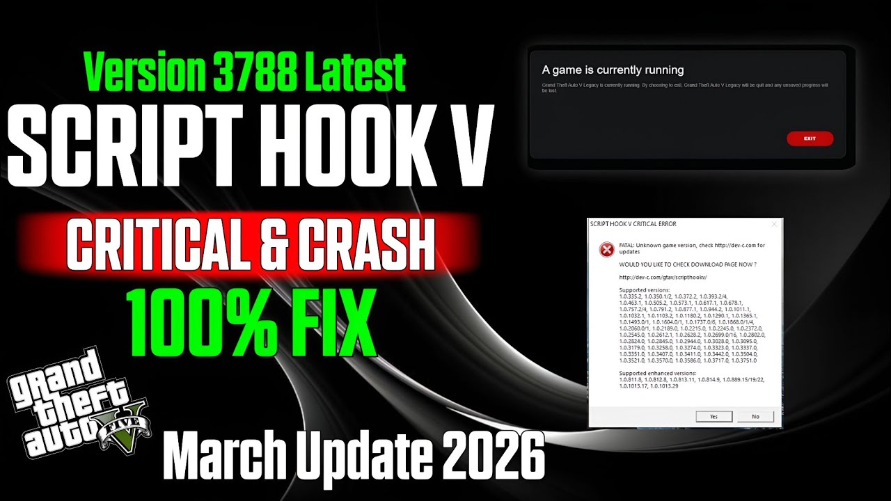 Script Hook V 3788 Critical Error Solved 2026 | GTA 5 Enhanced & Legacy PC Install Guide | Hindi!