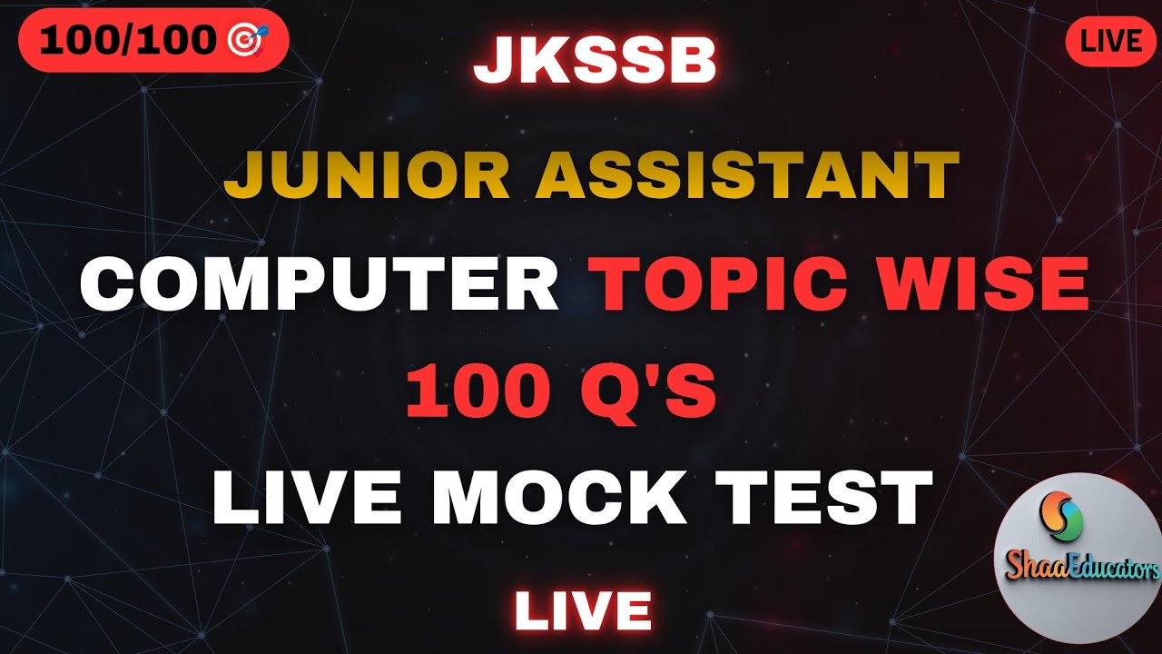 Score 20/20! 🎯 60 Most Important Computer MCQs for JKSSB Junior Assistant | Live Class