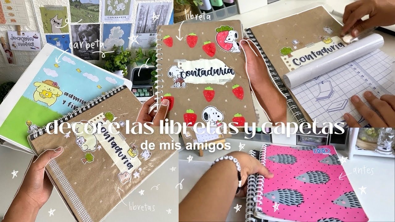 decoré las libretas y carpetas de mis amigos📓