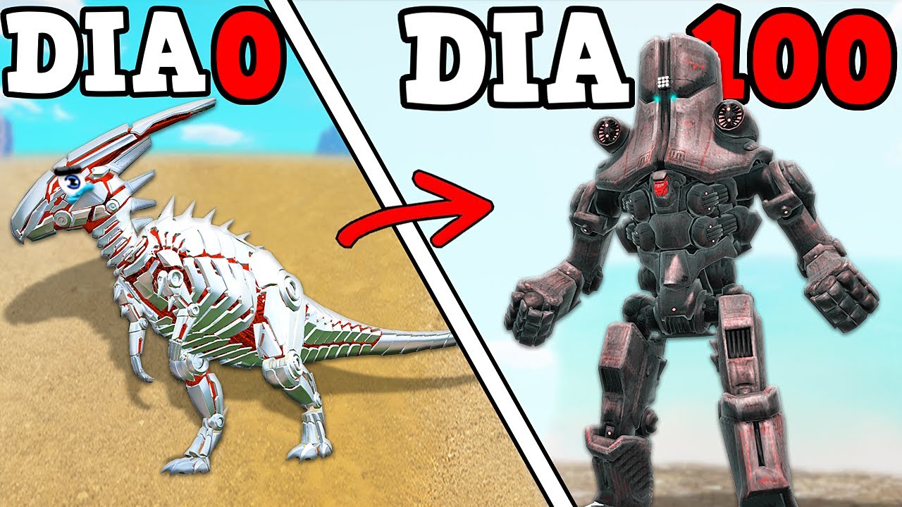 O PEQUENO DINOSSAURO ROBÔ EVOLUIU PARA O GIGANTE DESTRUIDOR DE KAIJUS! SOBREVIVI 100 DIAS