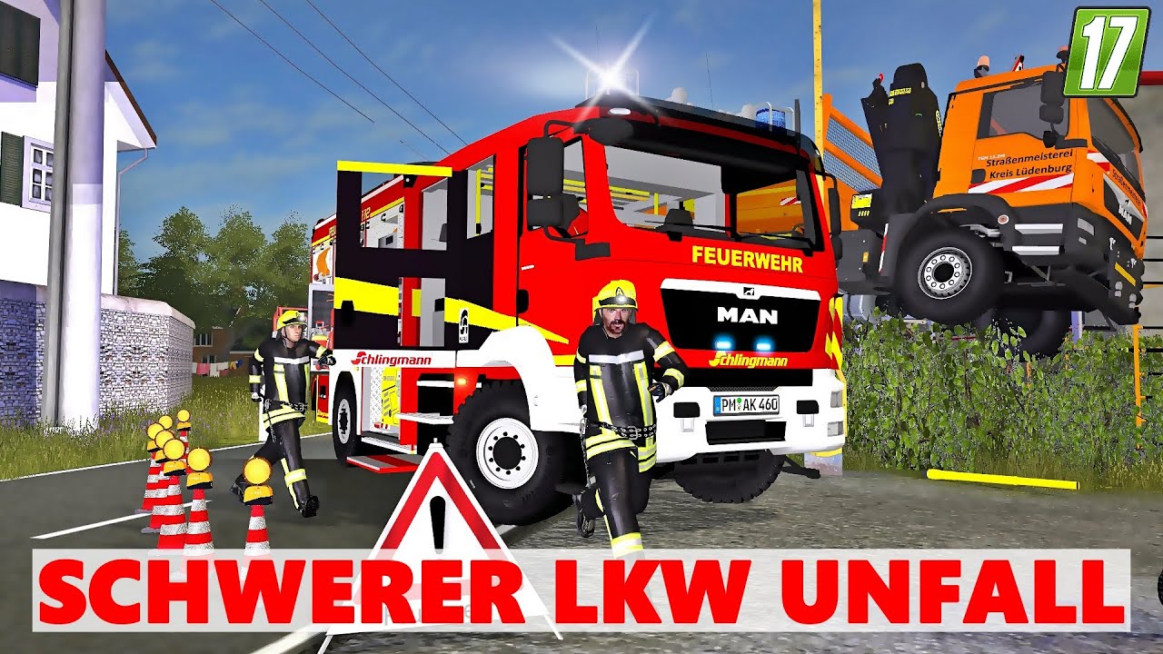 AZUBI baut heftigen Unfall mit Bauhof LKW: Feuerwehr im Einsatz! | LS17