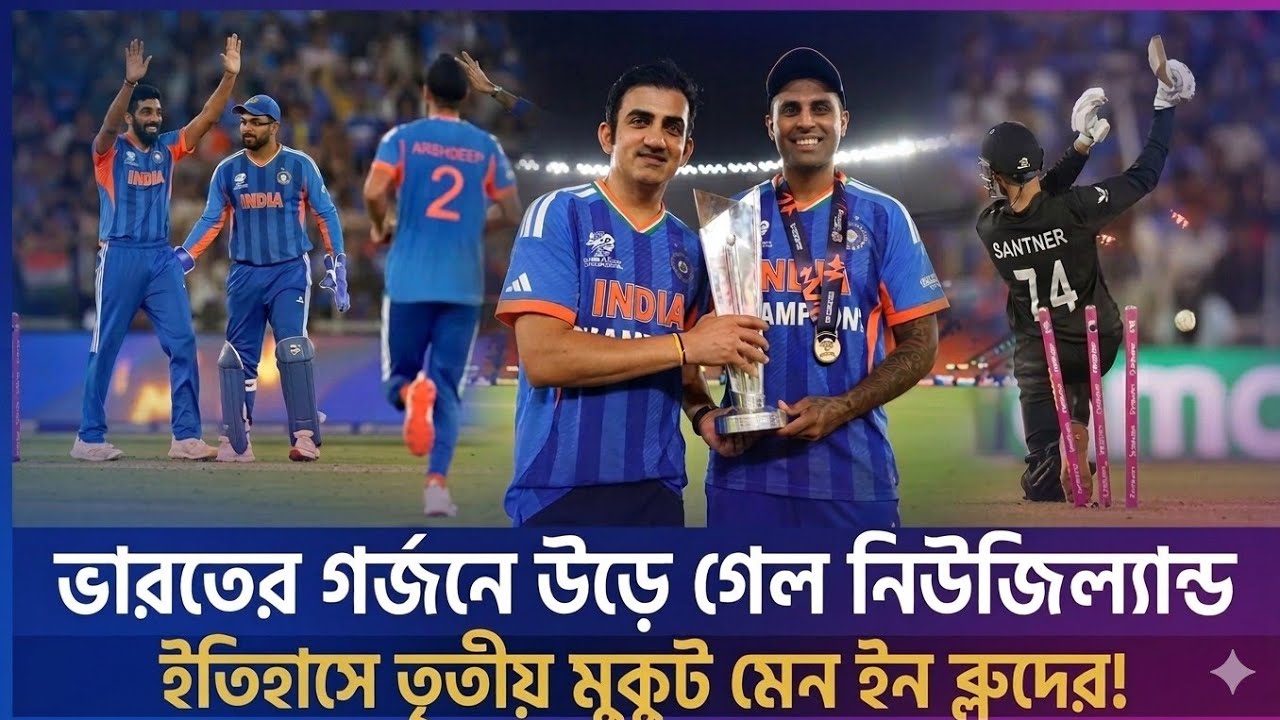 ভারত গর্জনে উড়ে গেল নিউজিল্যান্ড! ইতিহাসে তৃতীয় মুকুট মেন ইন ব্লুদের 🏆🇮🇳 | T20 World Cup Final 26