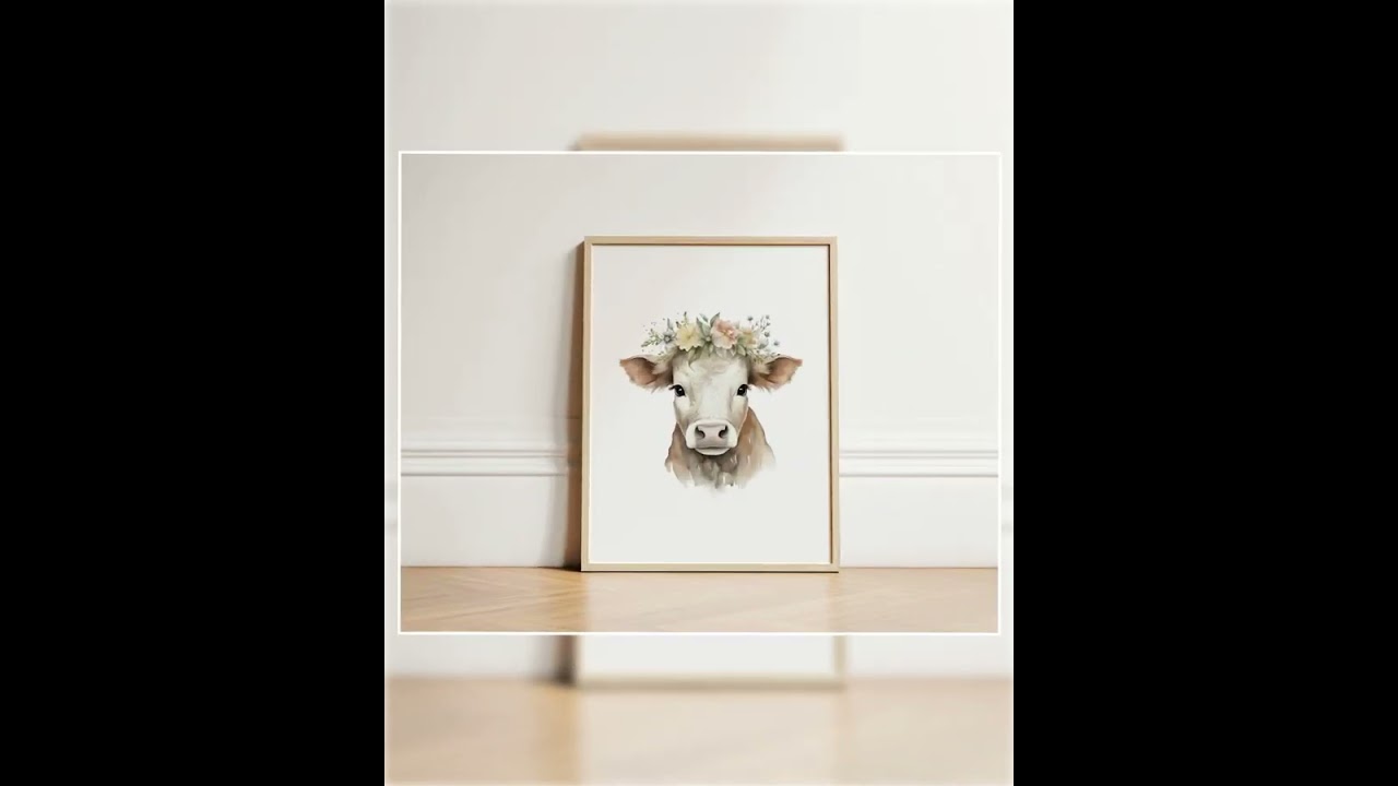 Farmhouse Decor - Rustic Cow Watercolor Print - Printable Wall Art - Instant Download