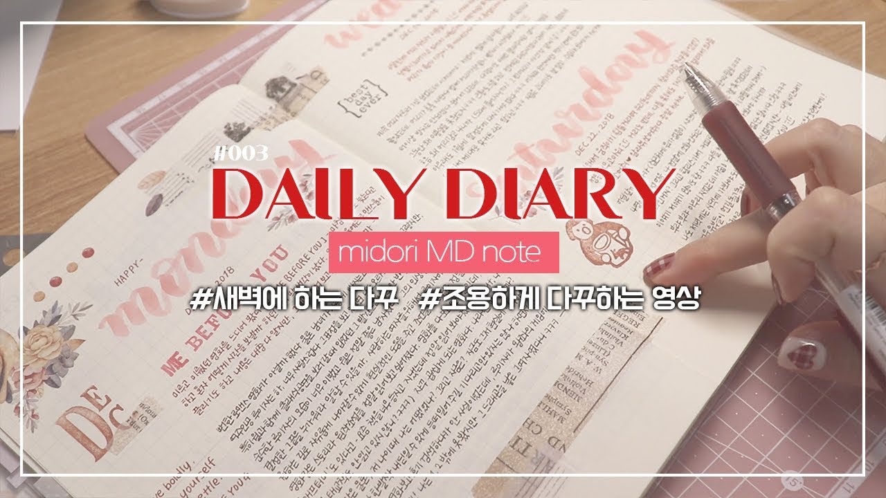 #003/우리같이다꾸해요/조용하게다꾸하는영상/DAILY DIARY/midori MD note📓/새벽다꾸✍🏻