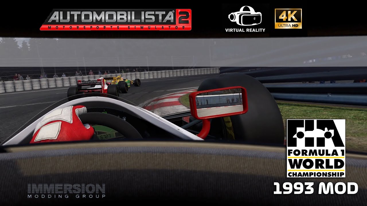 AUTOMOBILISTA 2 F1 1993 MOD -VR 4K MAX SETTINGS- HELMET CAM SPA 4 LAPS FIGHT ALESI-SENNA-SCHUMACHER