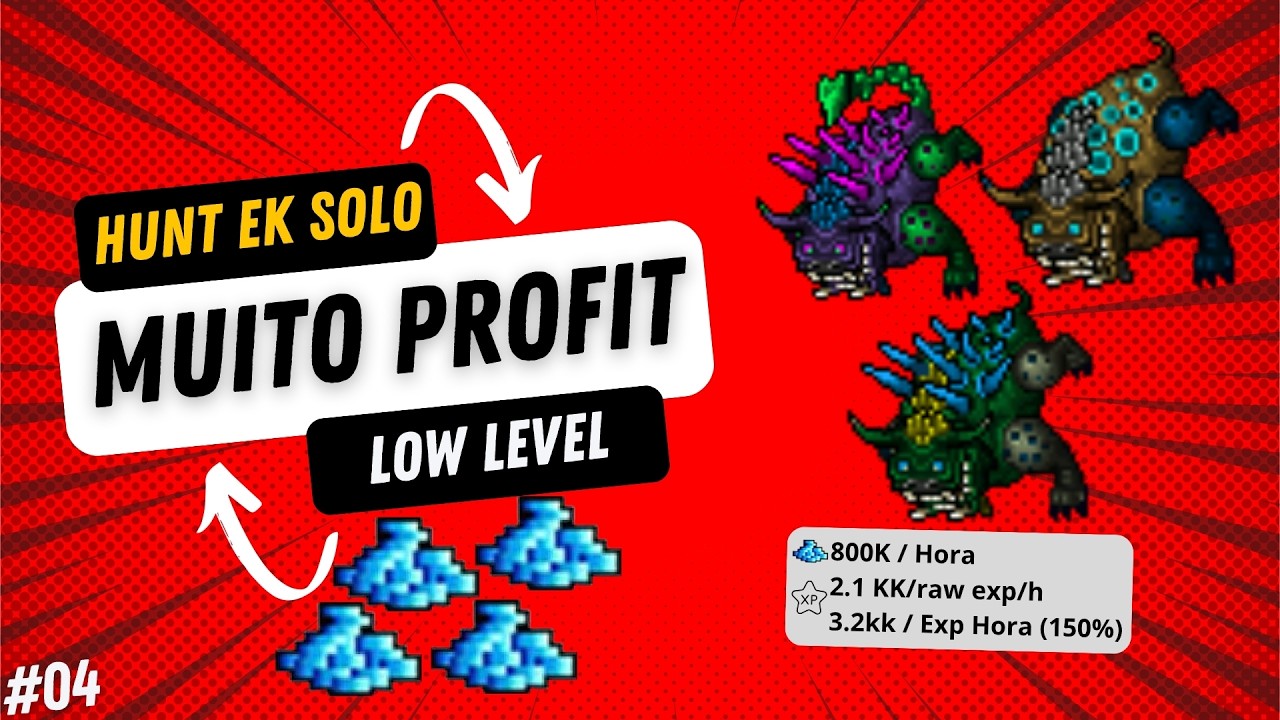 HUNT EK 300 - Muito Profit + EXP Balanceada #tibia #profit #Eksolo #bestiary #hunt