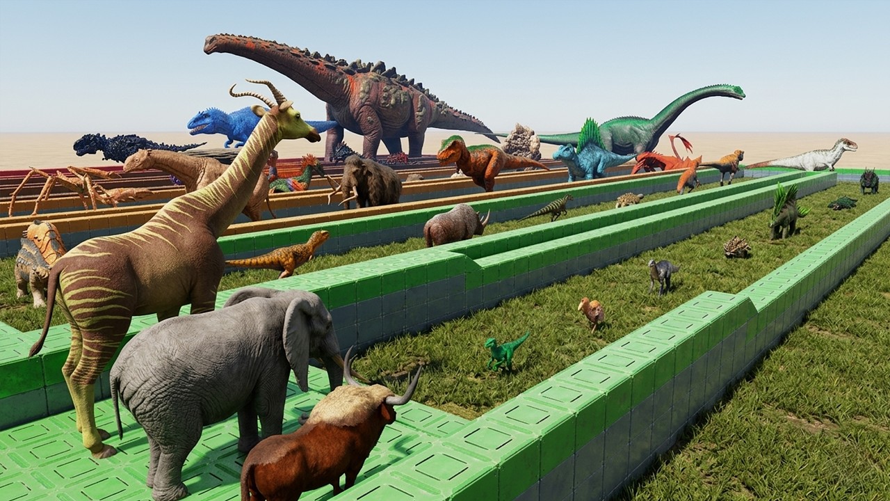 TODAYS ANIMALS VS DINOSAUR DEATHRUN | ARK & REAL LIFE