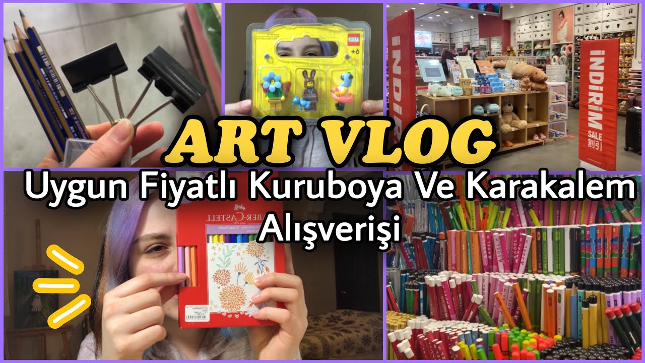ART VLOG | Benimle Bir Gün | Kırtasiye Alışverişi Ve Bol Kırtasiye Turu |