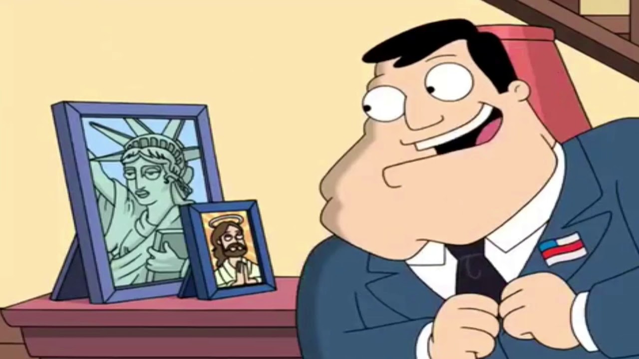American Dad intro but Stan gets into a car accident.