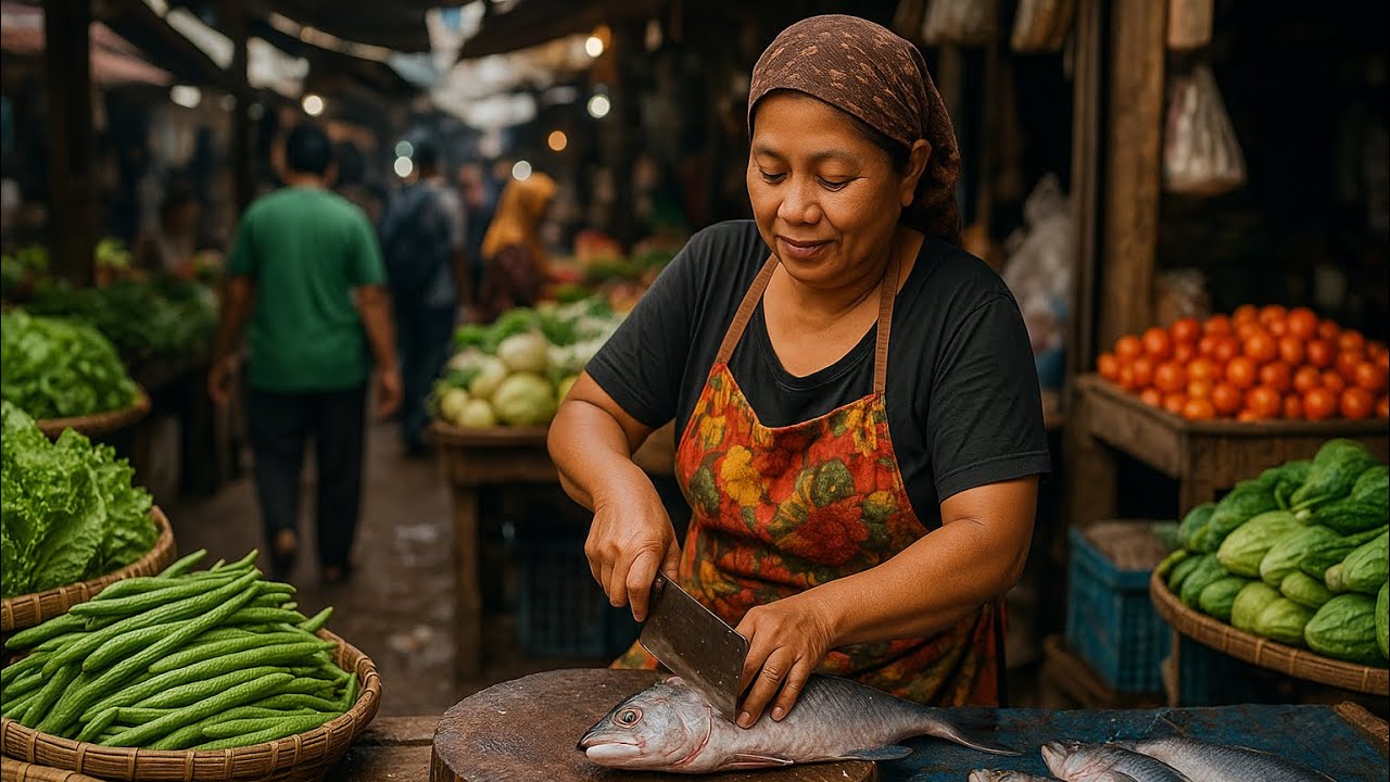 Local Wet Market Tour in Indonesia | Street Food & Daily Life