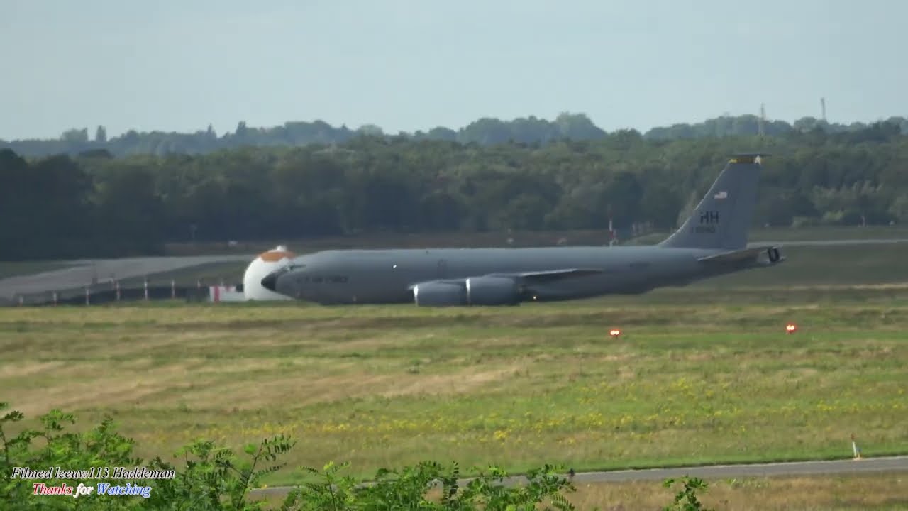 United States air force KC-135 stratotanker from Hawai departure at NATO Geilenkirchen Air base (4K)