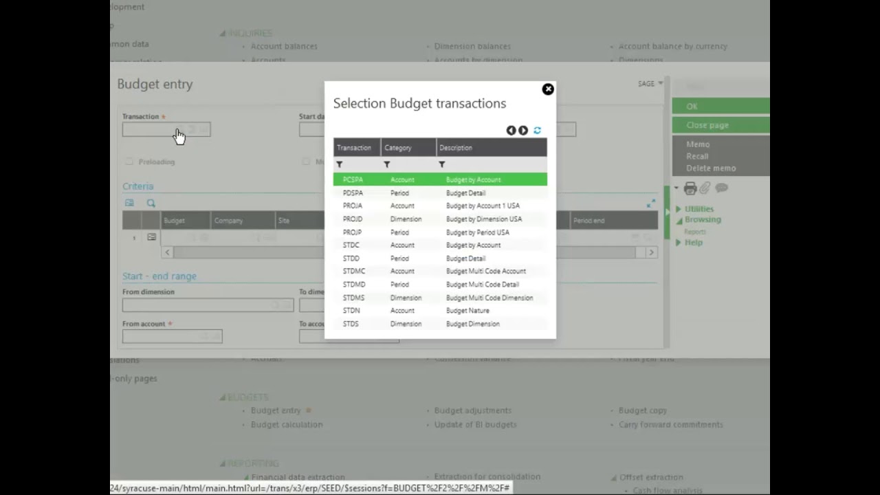 Sage X3 - Analytical Budget Entry