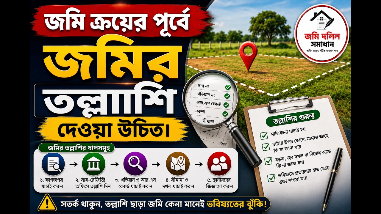 জমি ক্রয়ের পূর্বে জমির তল্লাশি দেওয়া উচিত