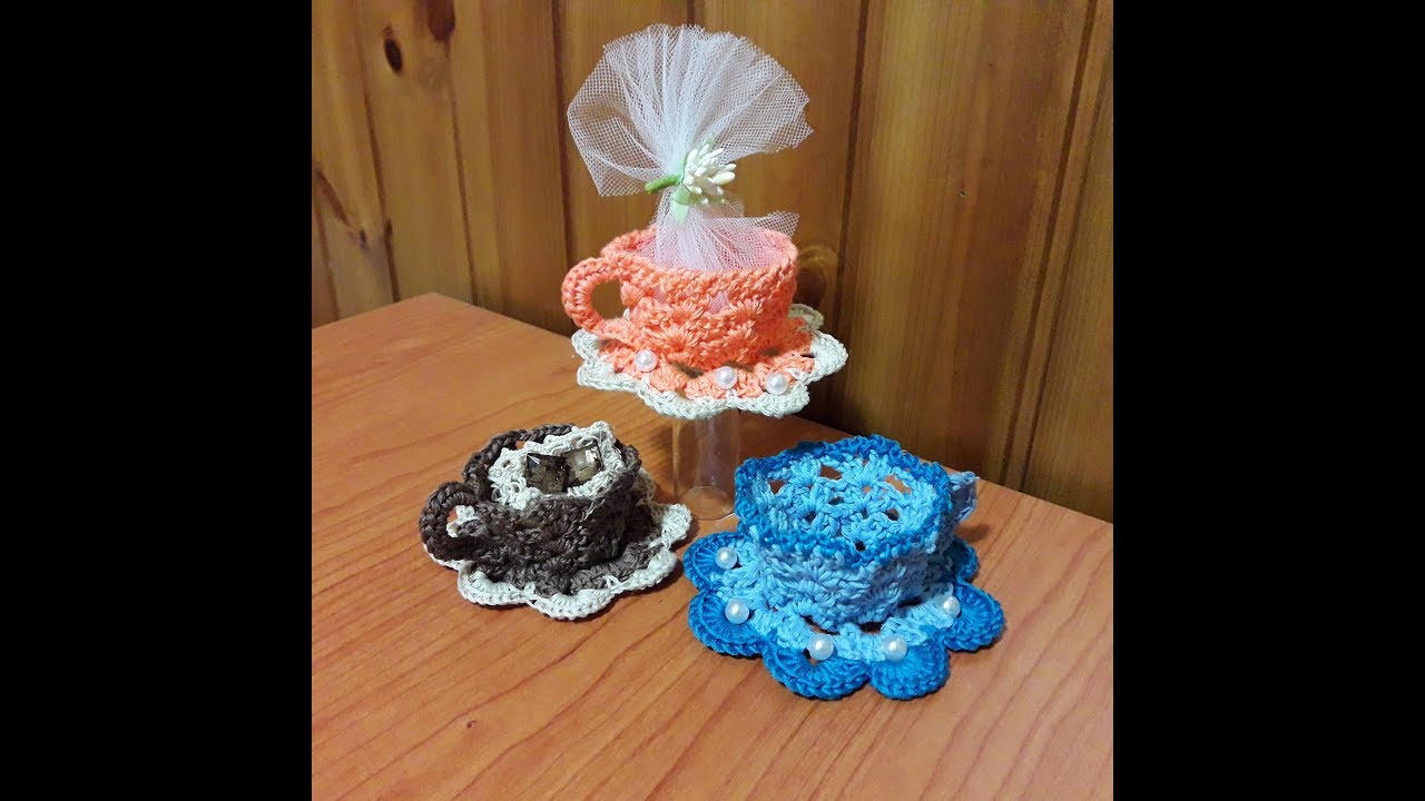 CROCHET: TAZZINA DA CAFFE' PER BOMBONIERA
